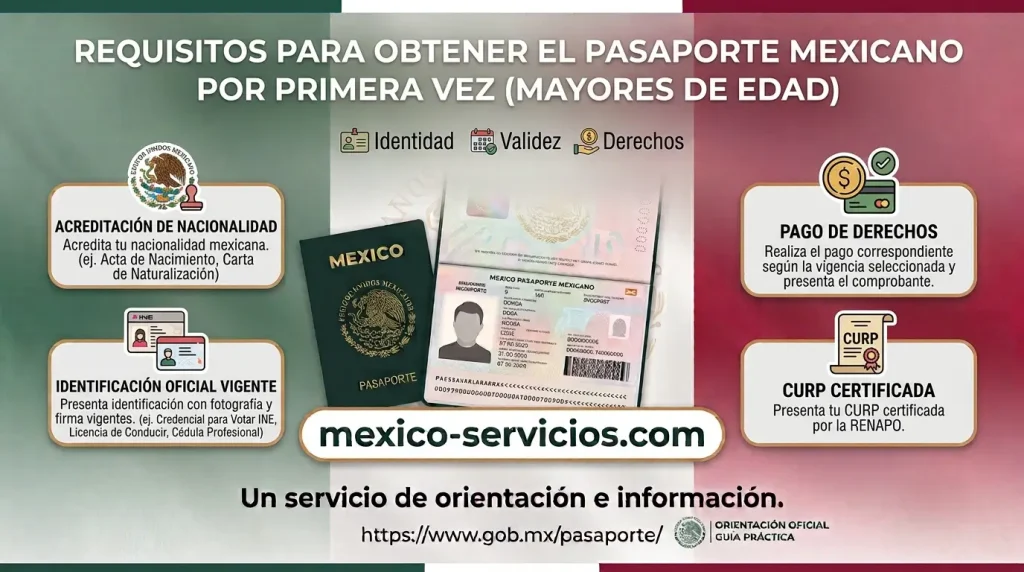 Requisitos para Obtener el Pasaporte Mexicano por Primera Vez (Mayores de Edad)